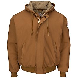 Men's Heavyweight FR Insulated Brown Duck Hooded Jacket