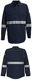 Bulwark Flame Resistant Excel-FR™ Button Front Work Shirt with Reflective Trim