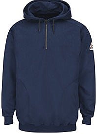 Bulwark Flame Resistant Pullover Hooded Fleece Sweatshirt with 1/4 Zip